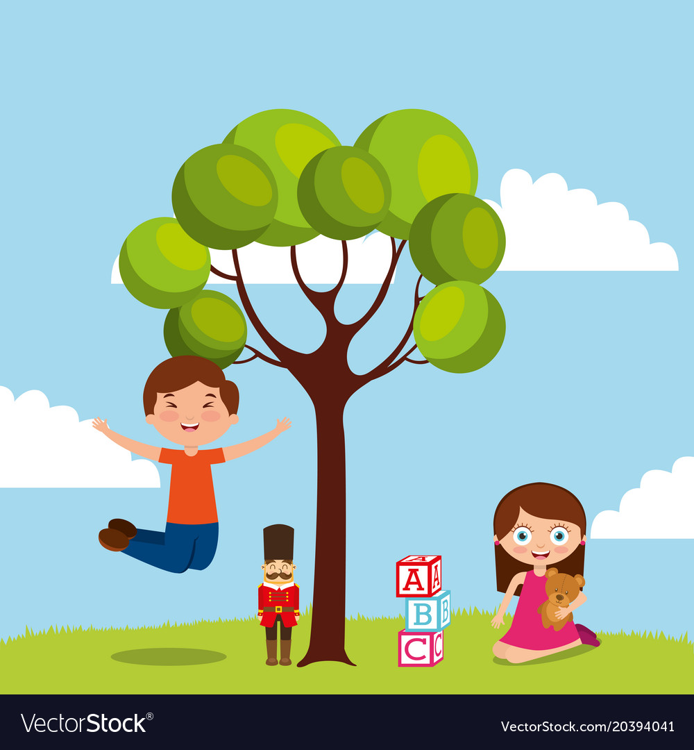 Kids playing cartoon Royalty Free Vector Image