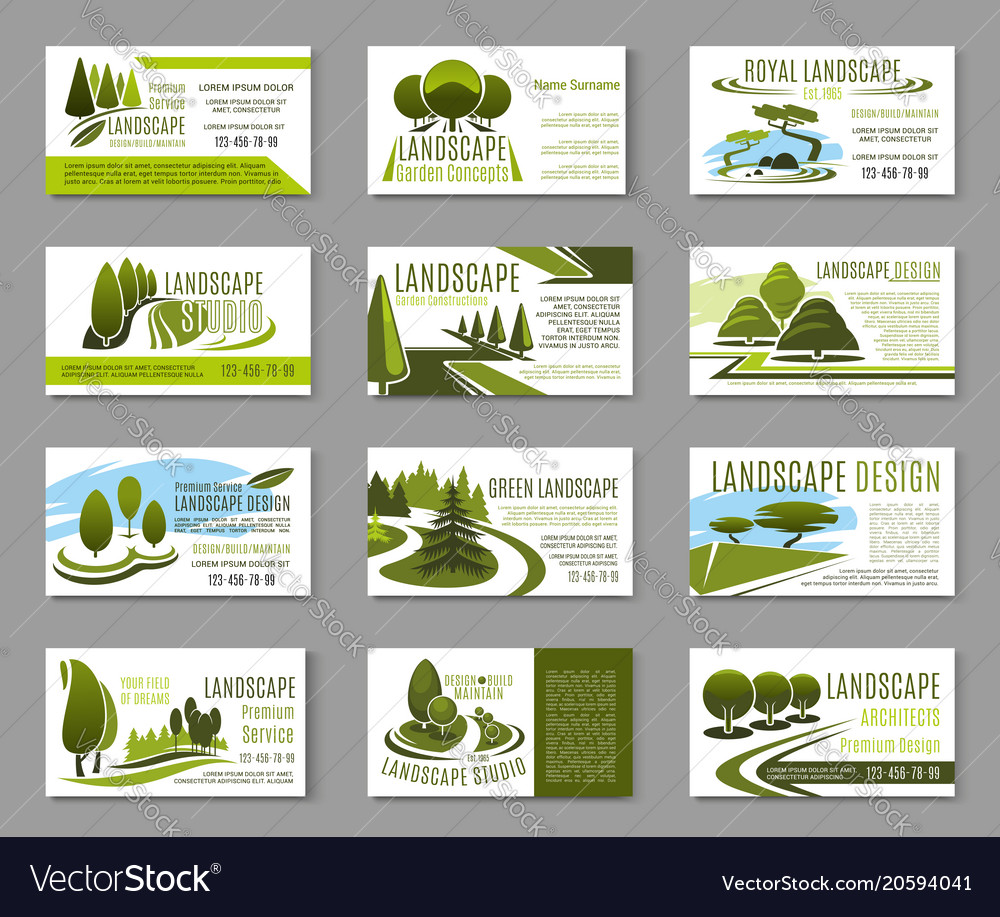 Landscape design studio business card template Vector Image In Landscaping Business Card Template