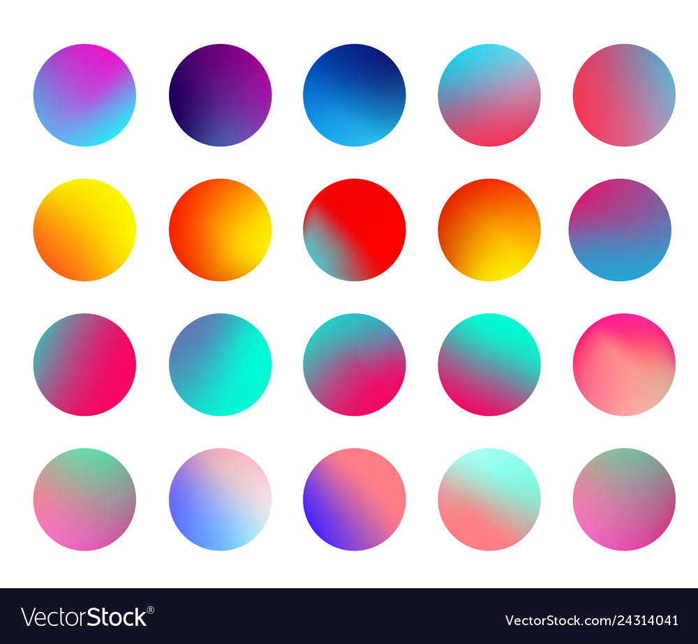 Rounded holographic gradient sphere set gradient Vector Image