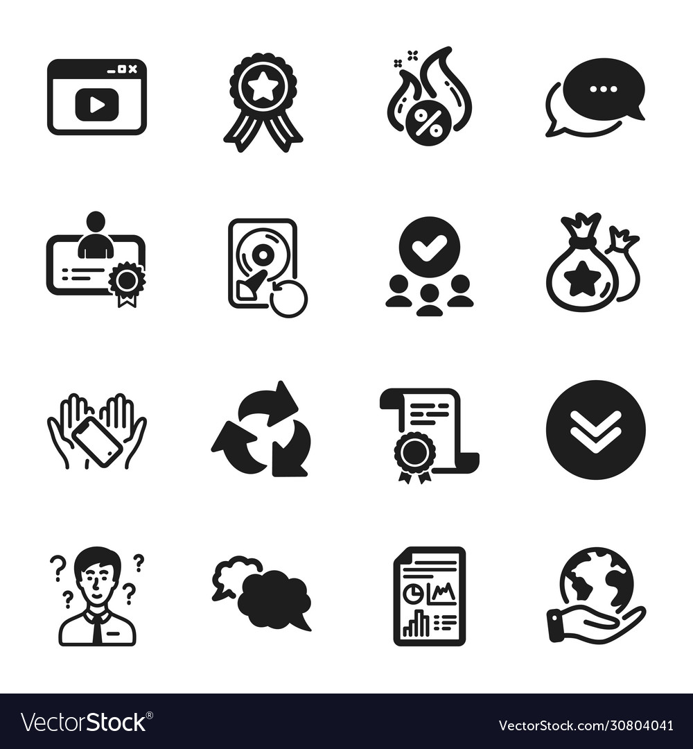 Set technology icons such as certificate