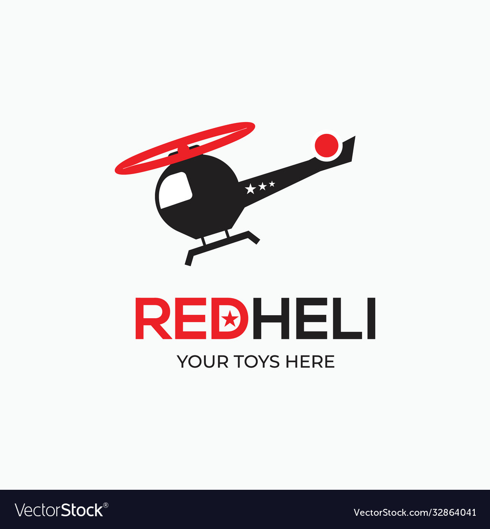 Simple flat helicopter - toy icon red