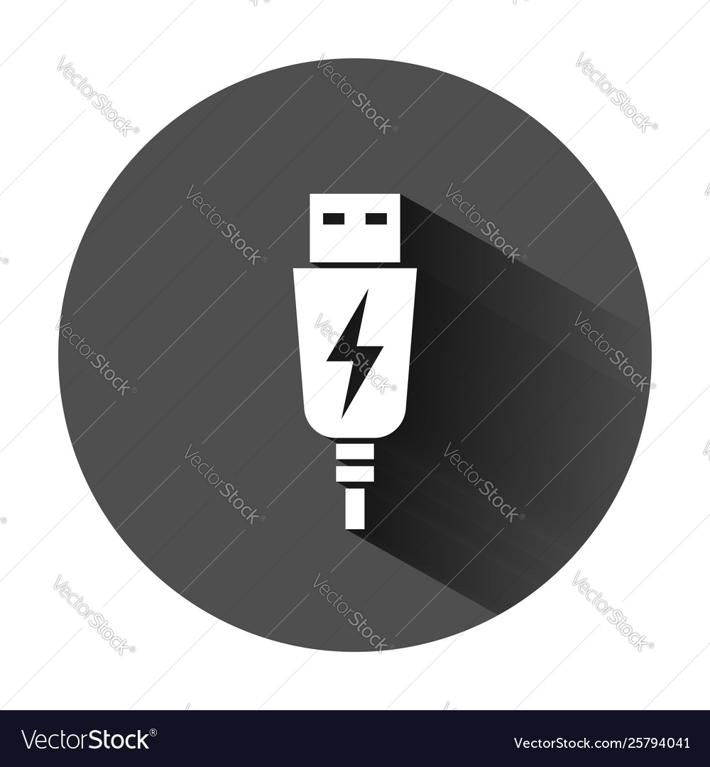 Usb cable icon in flat style electric charger