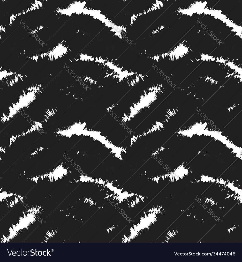 Black and white brush stroke fur seamless pattern Vector Image