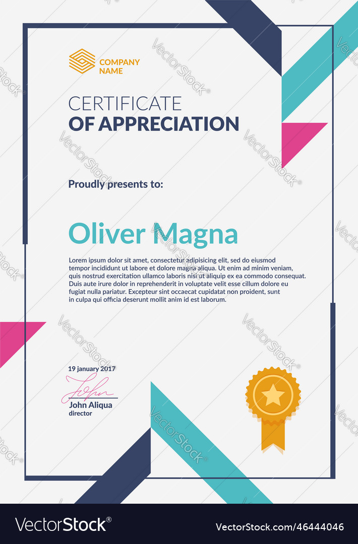 Certificate of appreciation template Royalty Free Vector