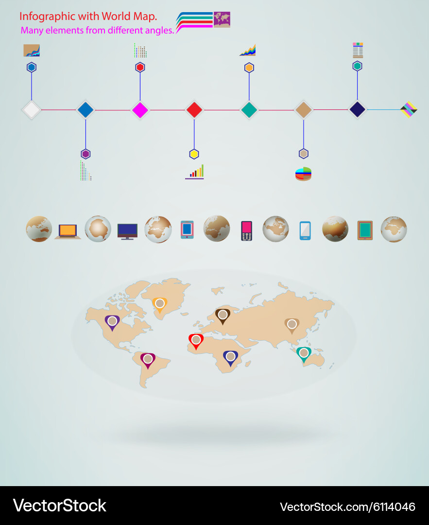 Elements infographic world map Royalty Free Vector Image
