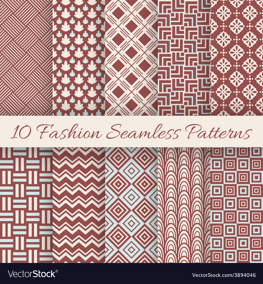 Fashion marsala color seamless pattern set