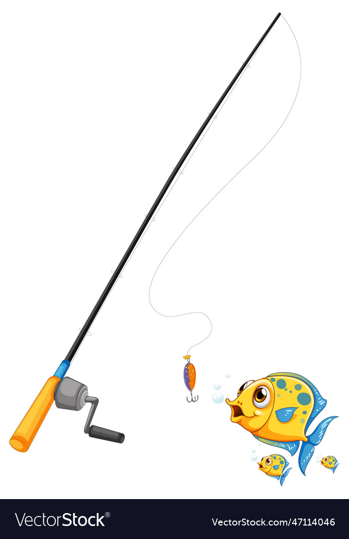 Isolated fishing rod and fish Royalty Free Vector Image