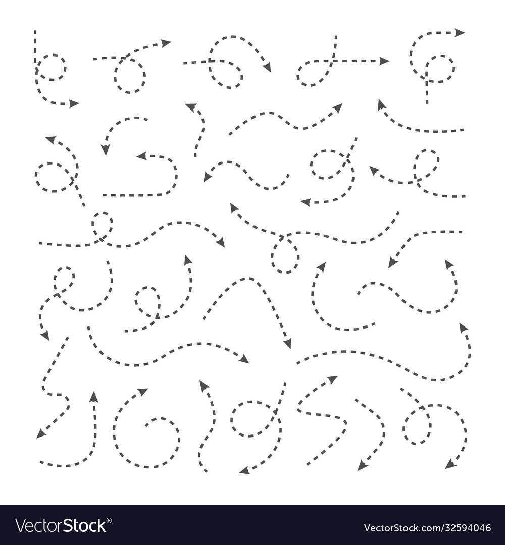 Line dotted arrow direction collection vector image Line dotted arrow direction collection