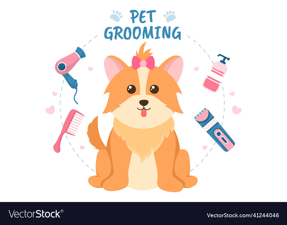 Pet grooming for dogs and cats in flat cartoon