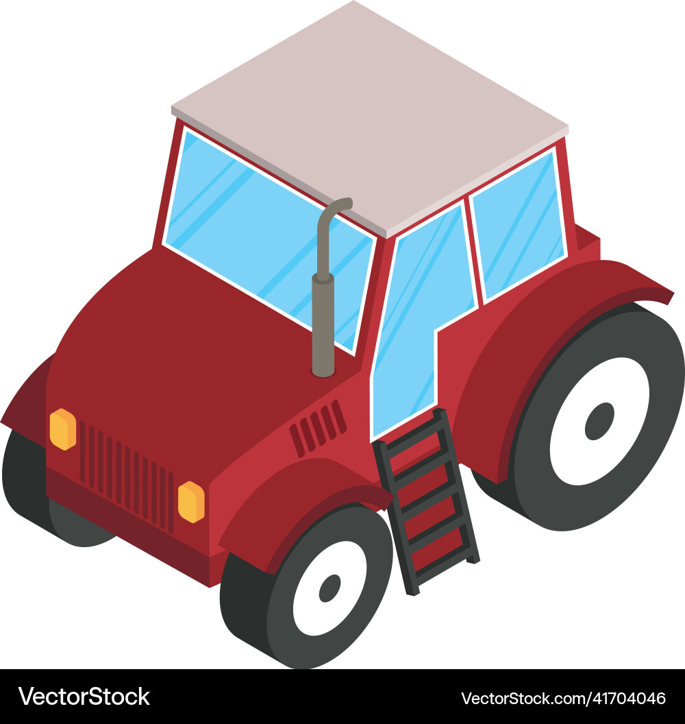 Red tractor isometric style Royalty Free Vector Image