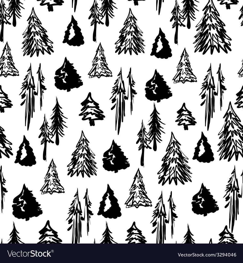 Seamless winter trees pattern