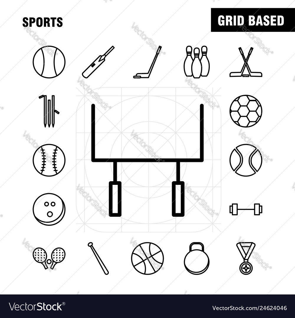 Sports line icons set for infographics mobile