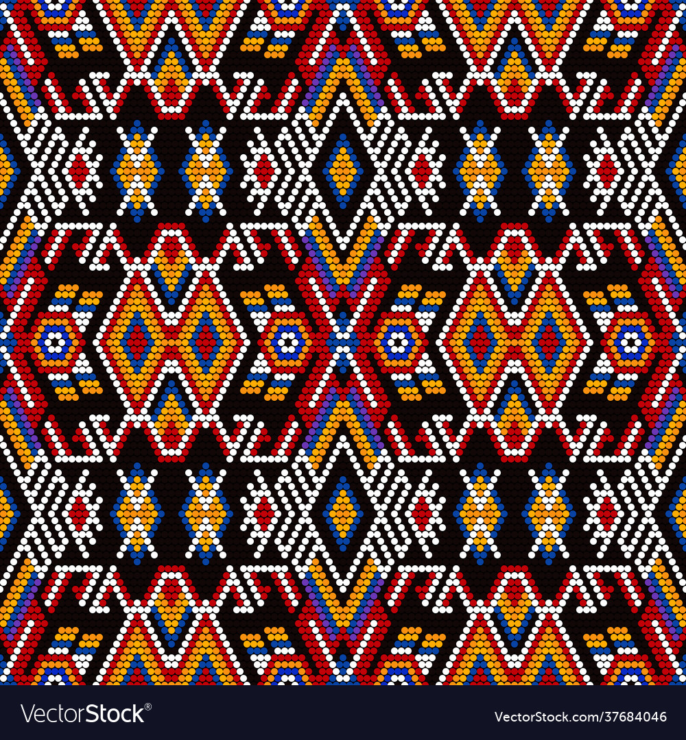 Tribal seamless pattern with mexican huichol art