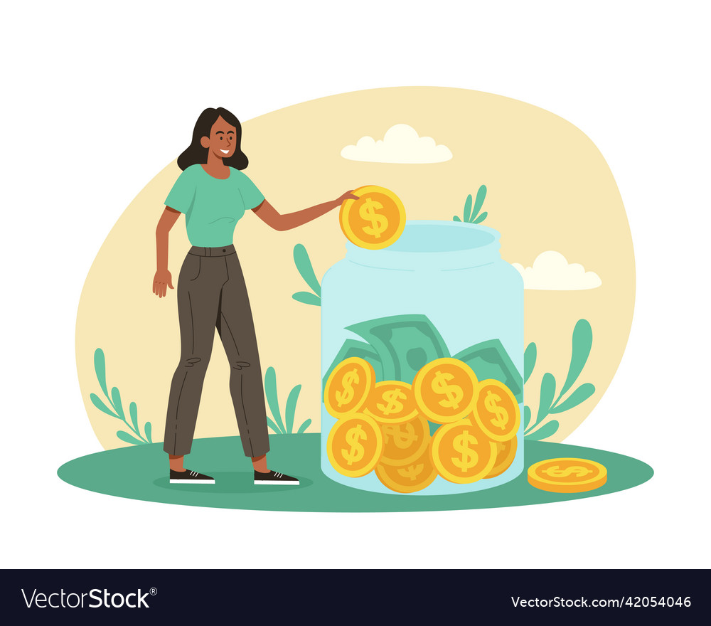 Woman saving money