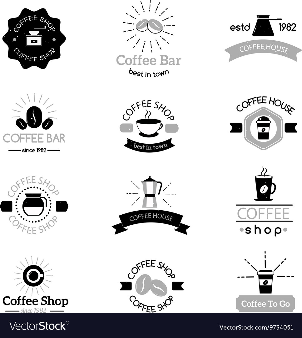 Coffee shop sign cafe symbol badge Royalty Free Vector Image