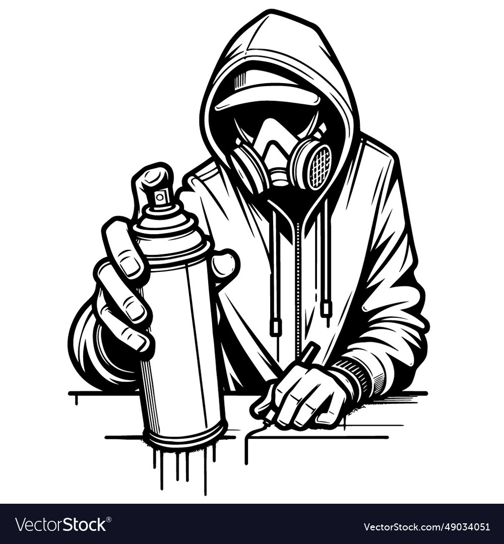 Graffiti Artist In Action With Spraycan Royalty Free Vector