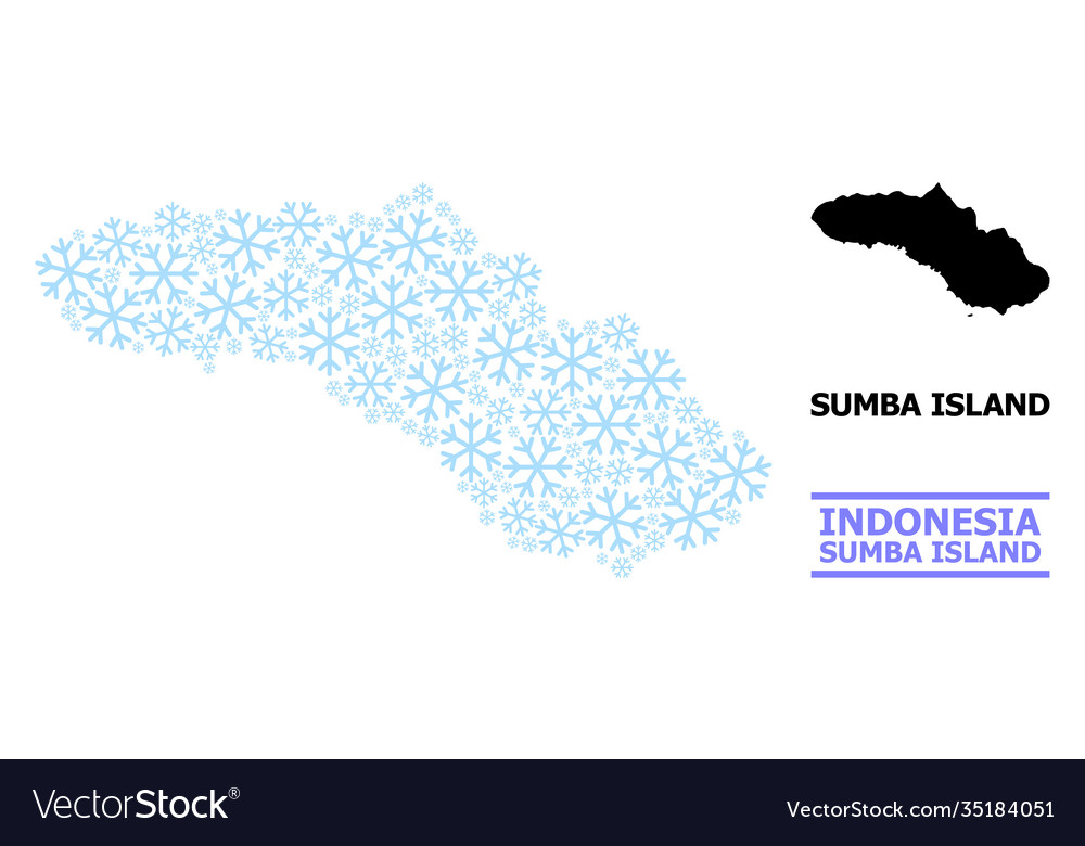 Icy Mosaik Karte sumba Insel mit Schneeflocken