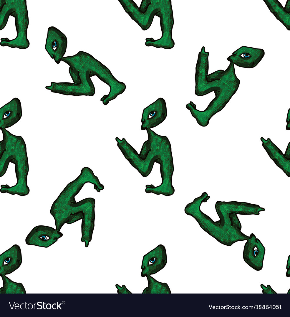 Seamless doodle pattern alien