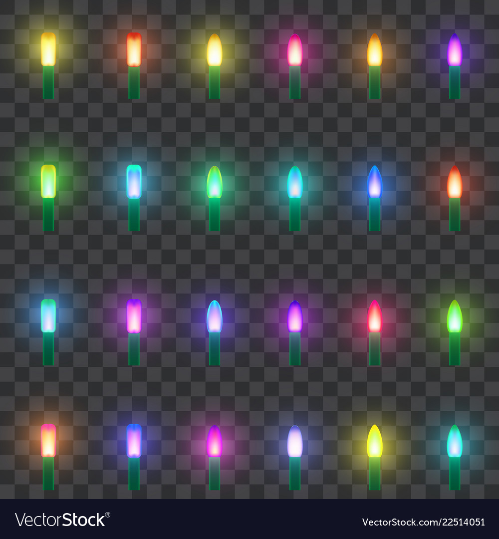 Set Of Led Neon Lamps Christmas Lights Vector Image