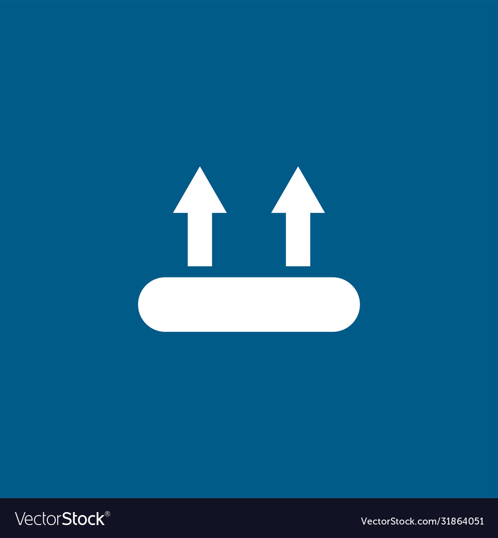 Upload icon on blue background flat style