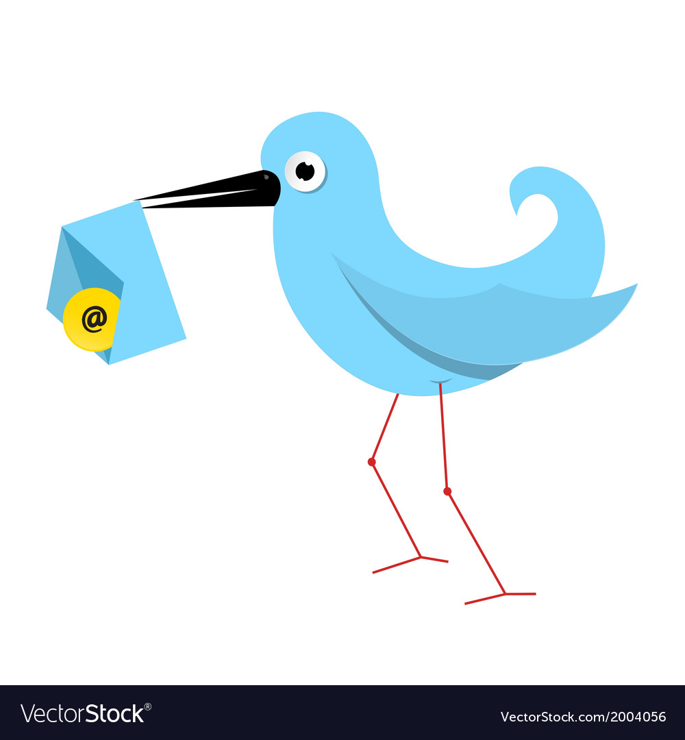 Blue Paper Bird With Email Envelope Royalty Free Vector Blue Paper Bird With Email Envelope Vector Image