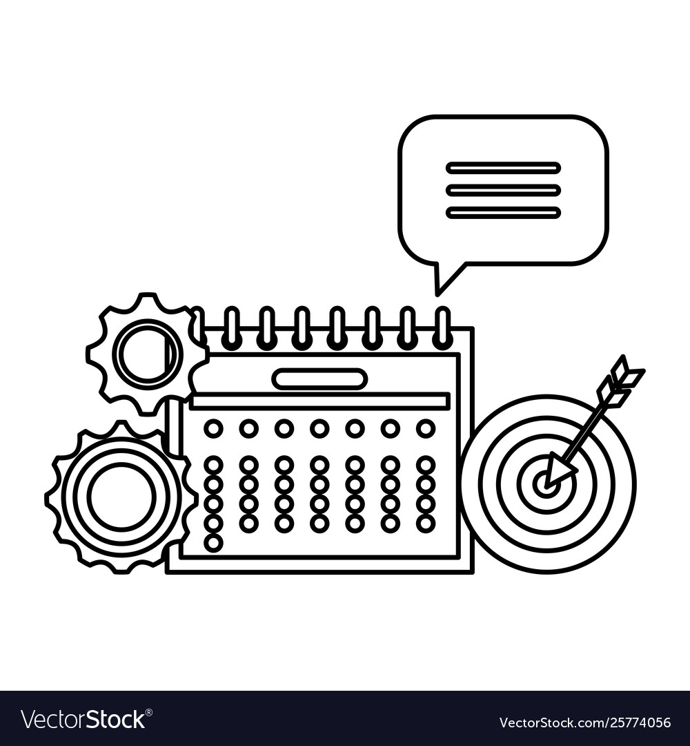 Calendar date reminder with gears and target Vector Image