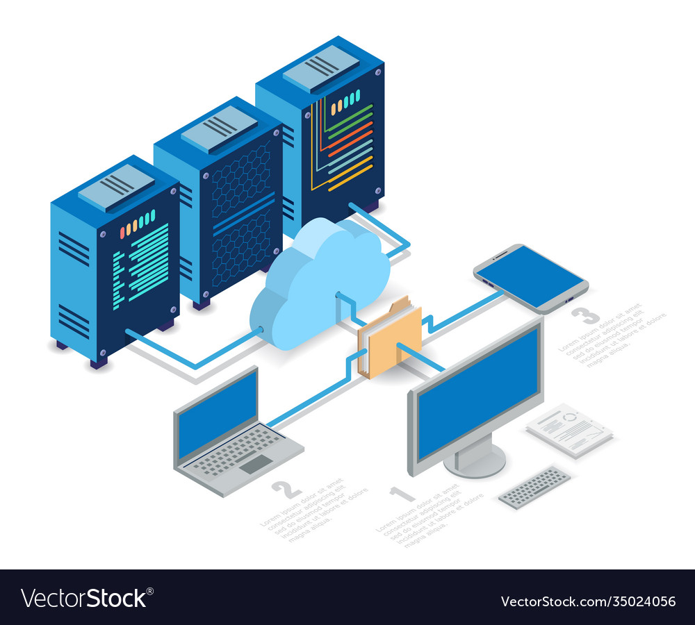 Cloud computing technology flowchart isometric Vector Image