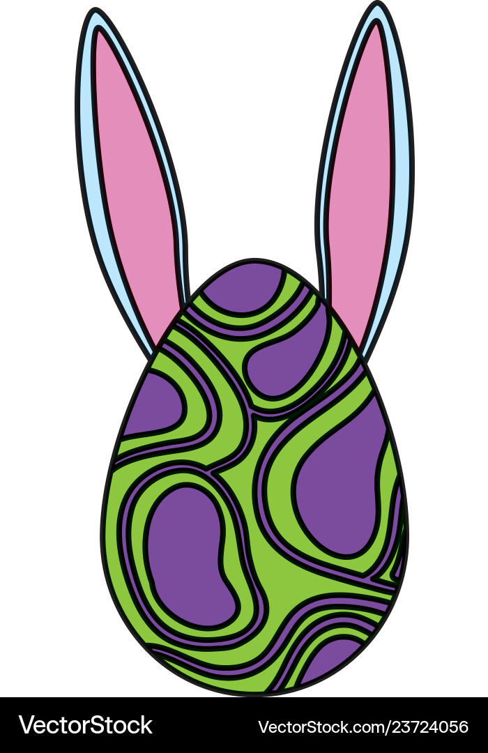 Egg painted with rabbit ears easter icon Vector Image