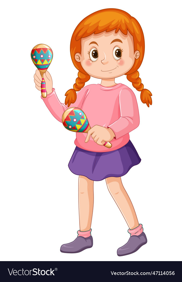 Girl playing maracas Royalty Free Vector Image