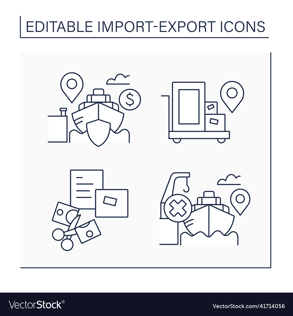 Import and export line icons set vector image Import and export line icons set