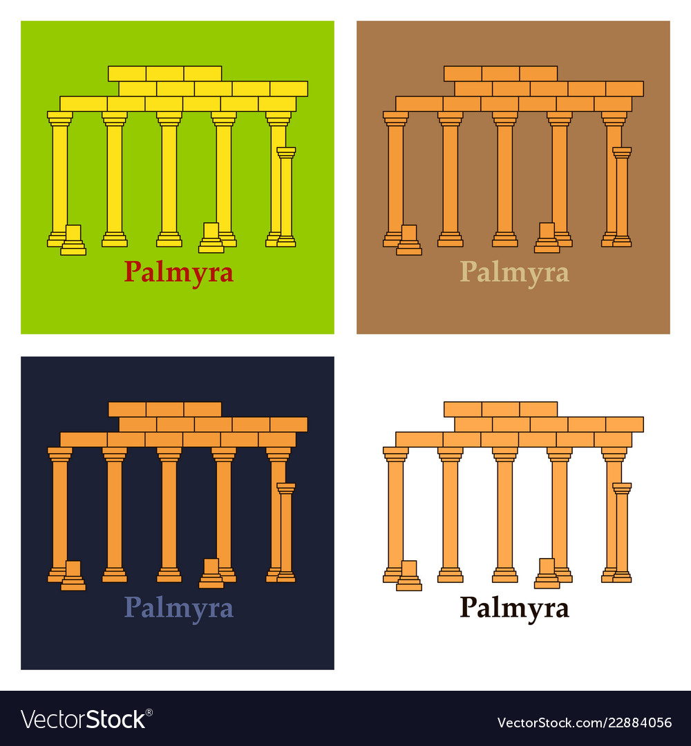 Palmyra in syria flat cartoon style historic