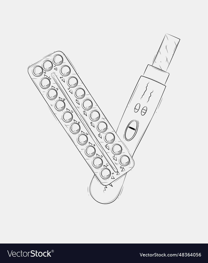 Pregnancy or ovulation test and birth control Vector Image