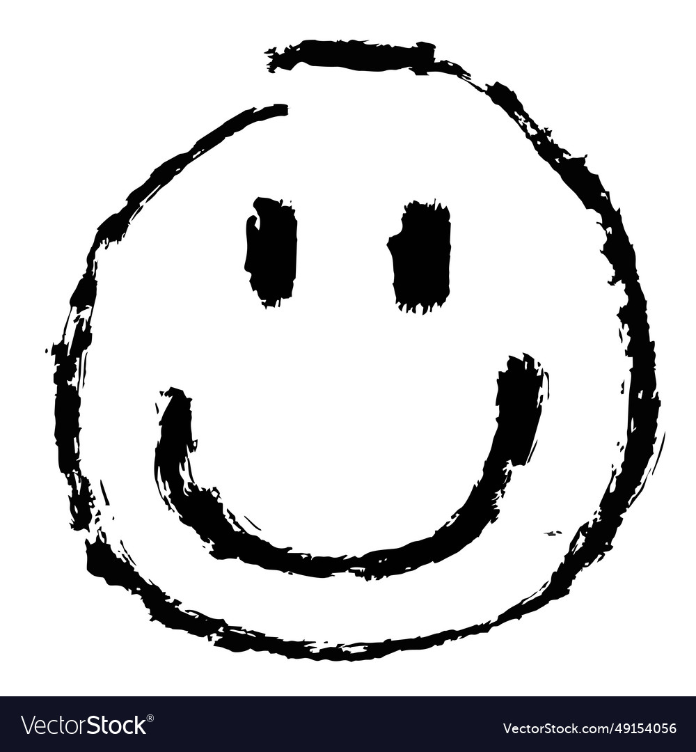 Smiling face of graffiti drawing on the wall Vector Image