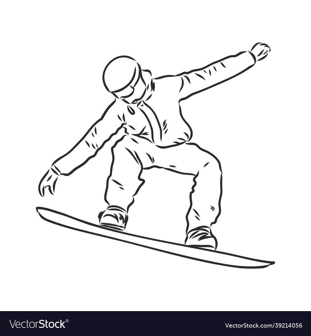 Winter sport snowboarding collection hand drawing Vector Image