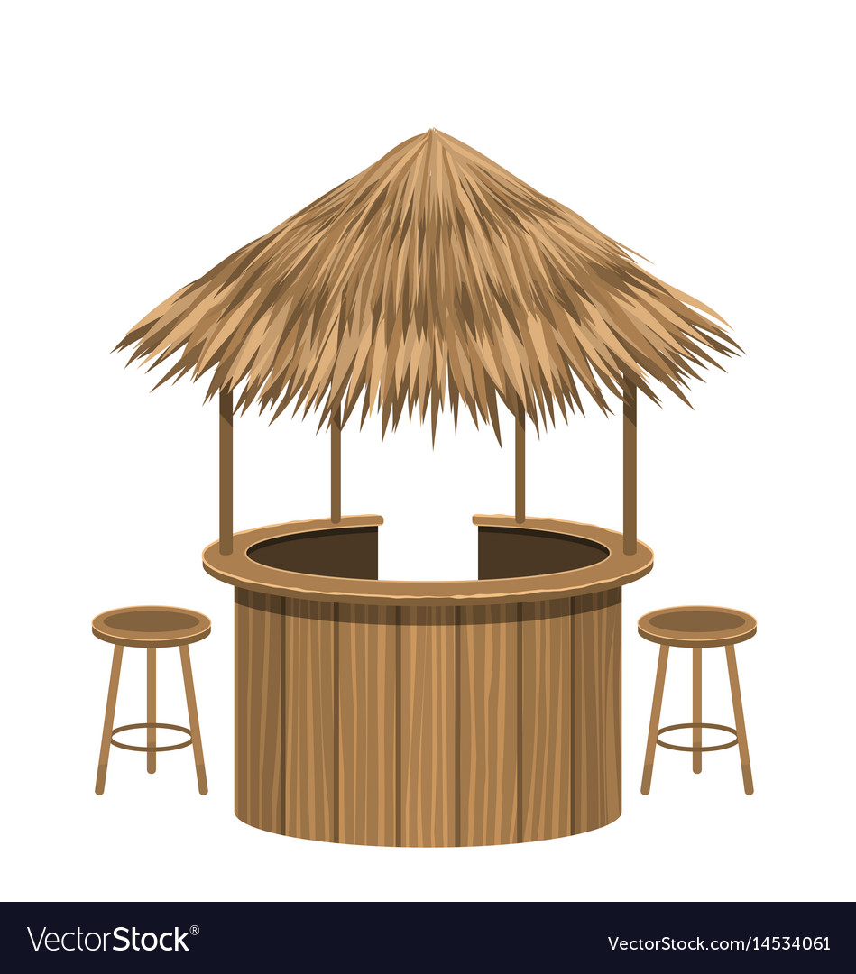 Beach bar thatch vintage lounge cafe isolated Vector Image