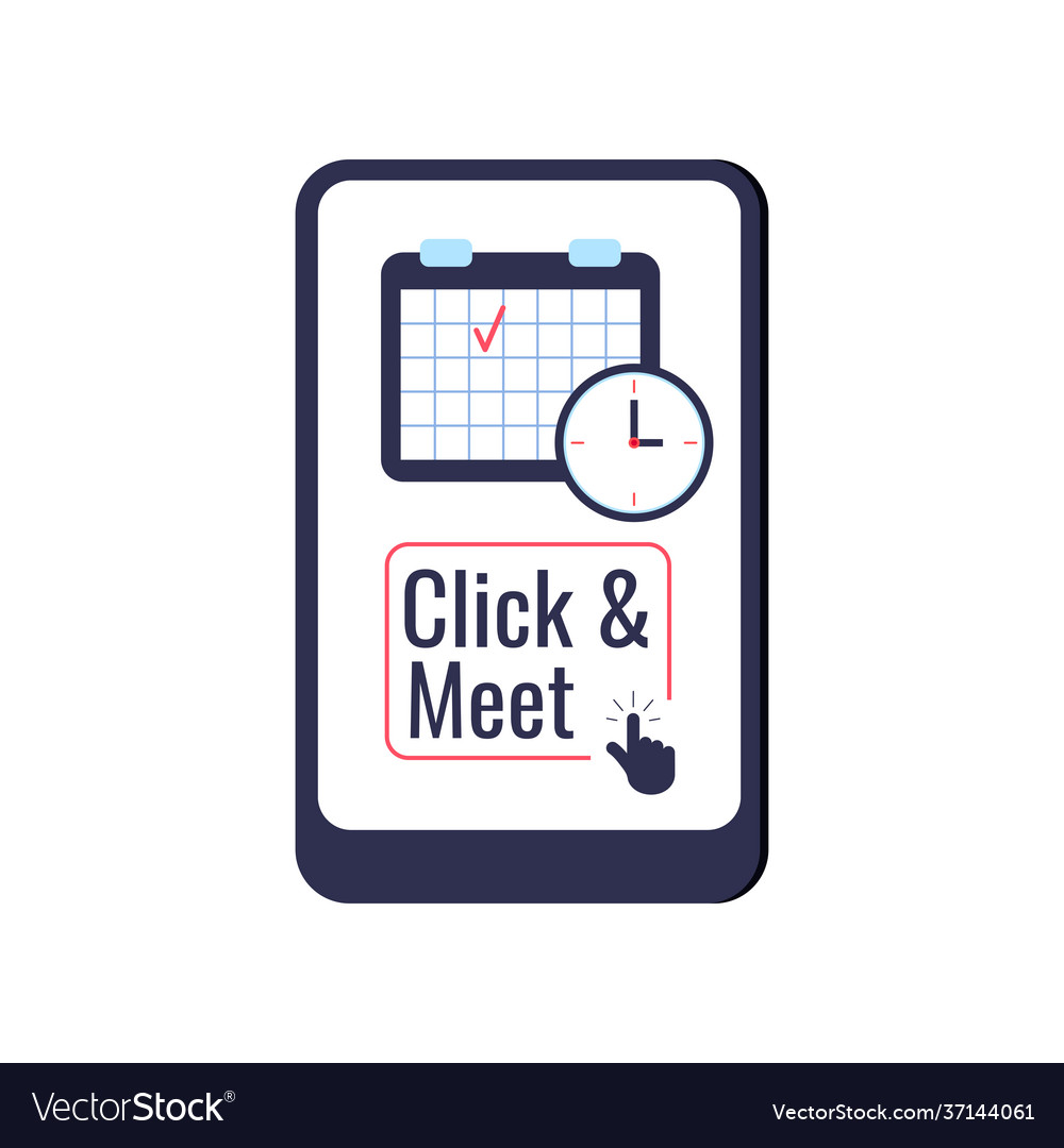 Click and meet visit time date icon isolated