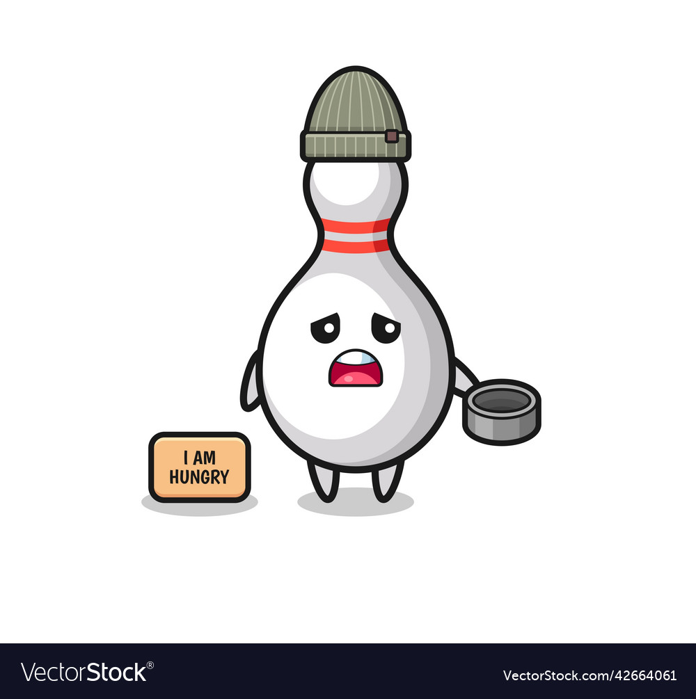 Cute bowling pin beggar cartoon character Vector Image