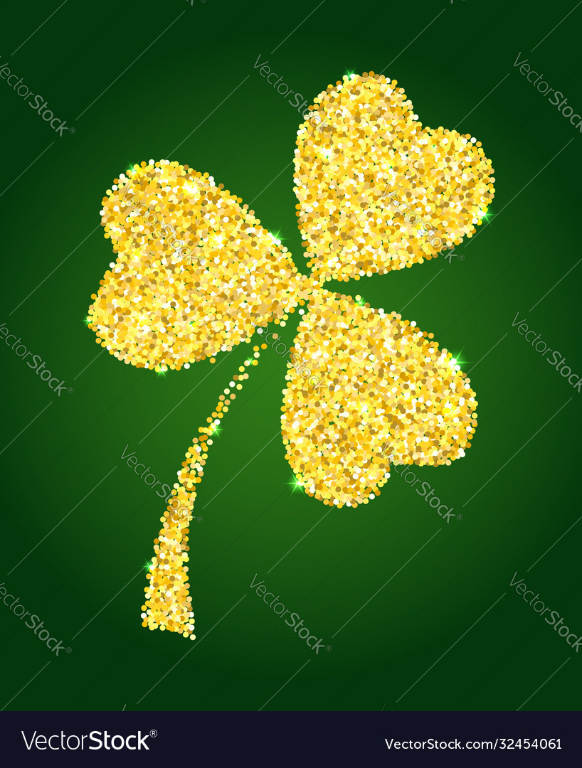 Golden glitter clover leaf design element Vector Image