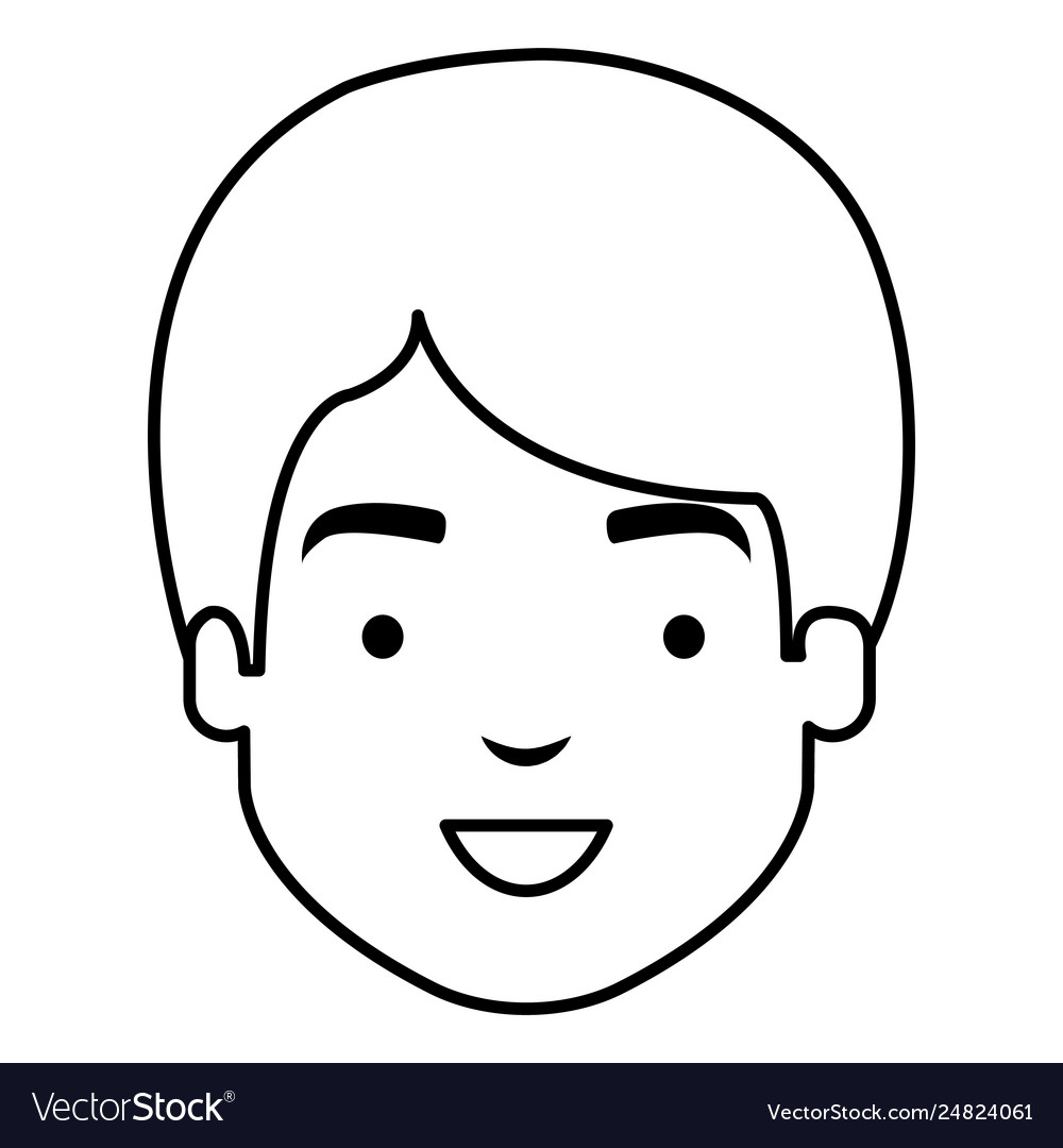 Happy little boy head character Royalty Free Vector Image