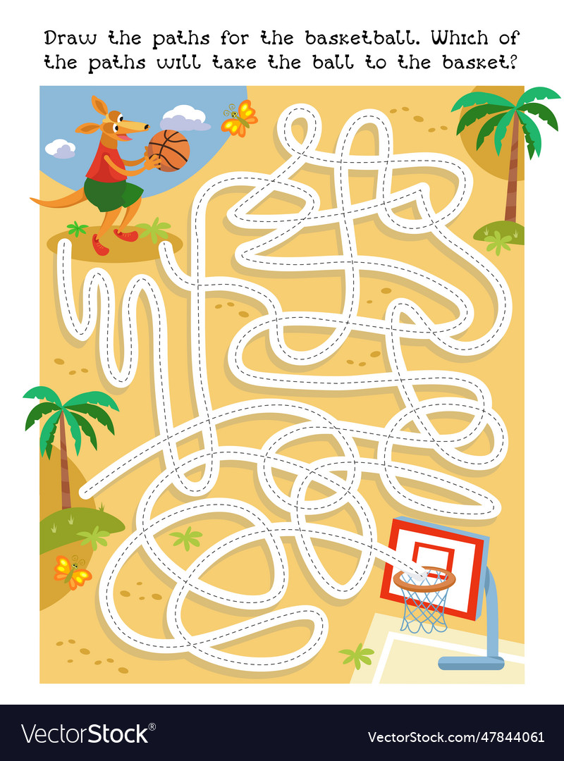 Maze game activity for children draw paths Vector Image