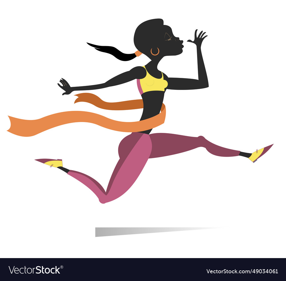 Running african woman winner ribbon Royalty Free Vector