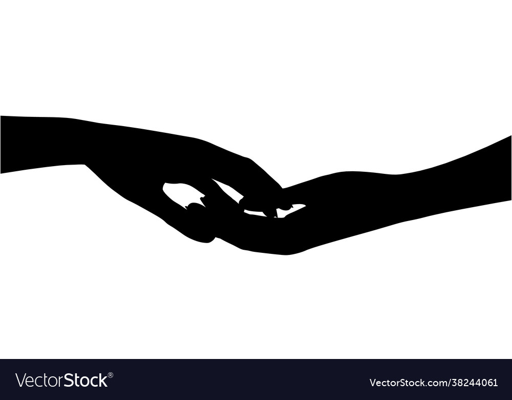 Silhouette human hands touching each other Vector Image