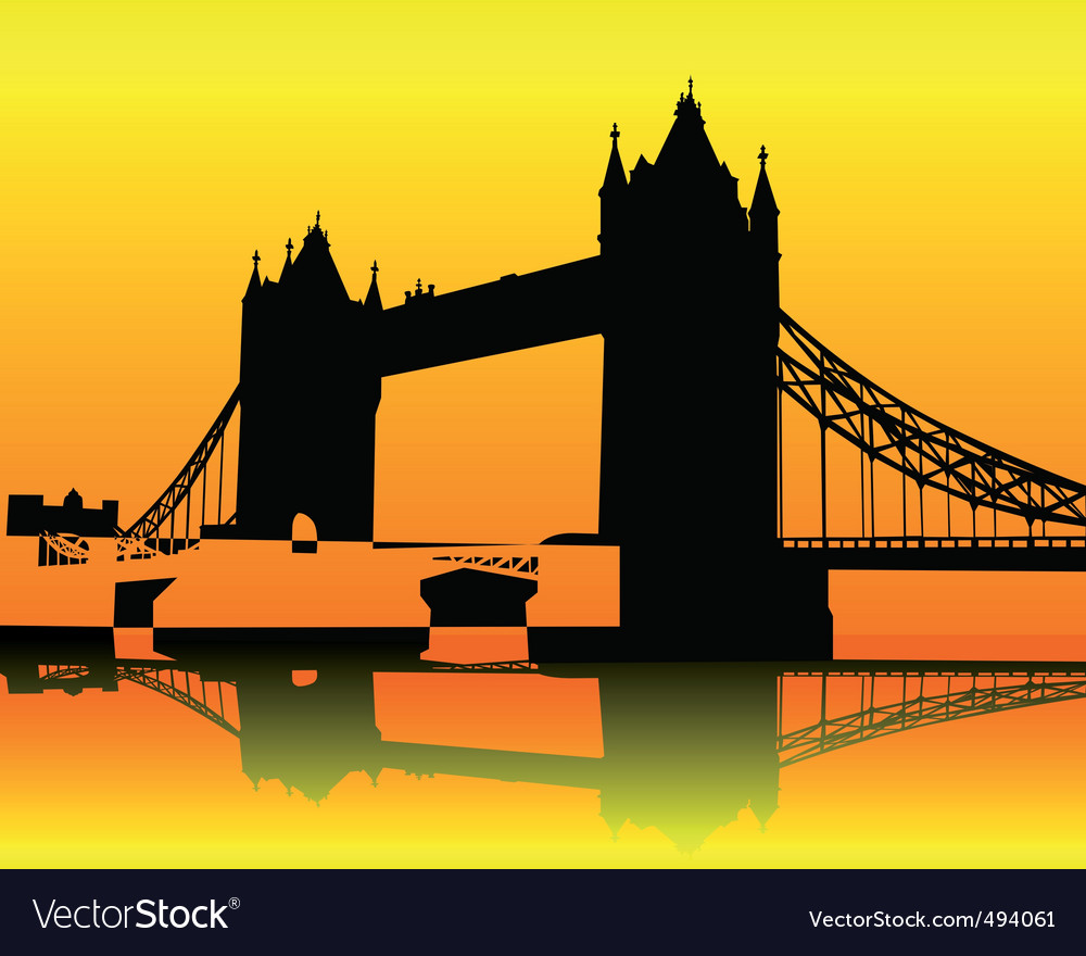 Silhouette tower bridge Royalty Free Vector Image