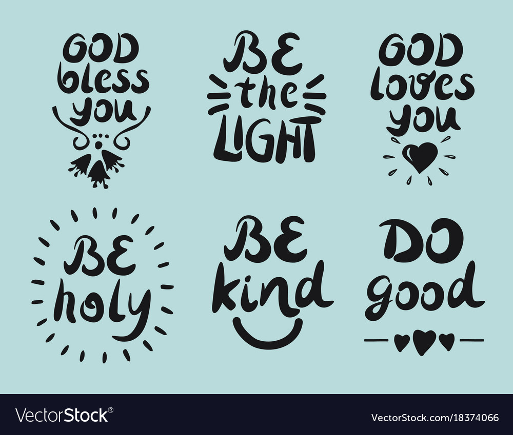 6 hand lettering quotes god bless you be the vector