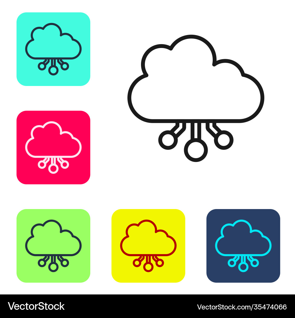 Black line cryptocurrency cloud mining icon Vector Image