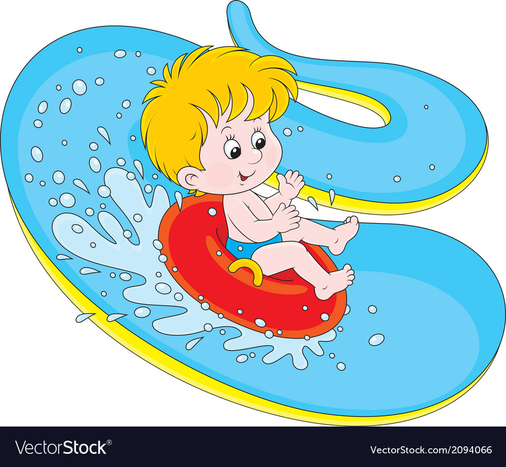 Download Boy on a water slide Royalty Free Vector Image