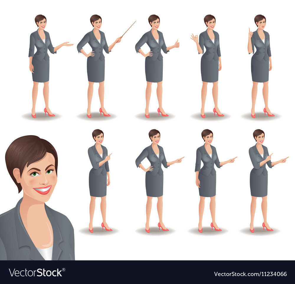 Business woman set Royalty Free Vector Image - VectorStock