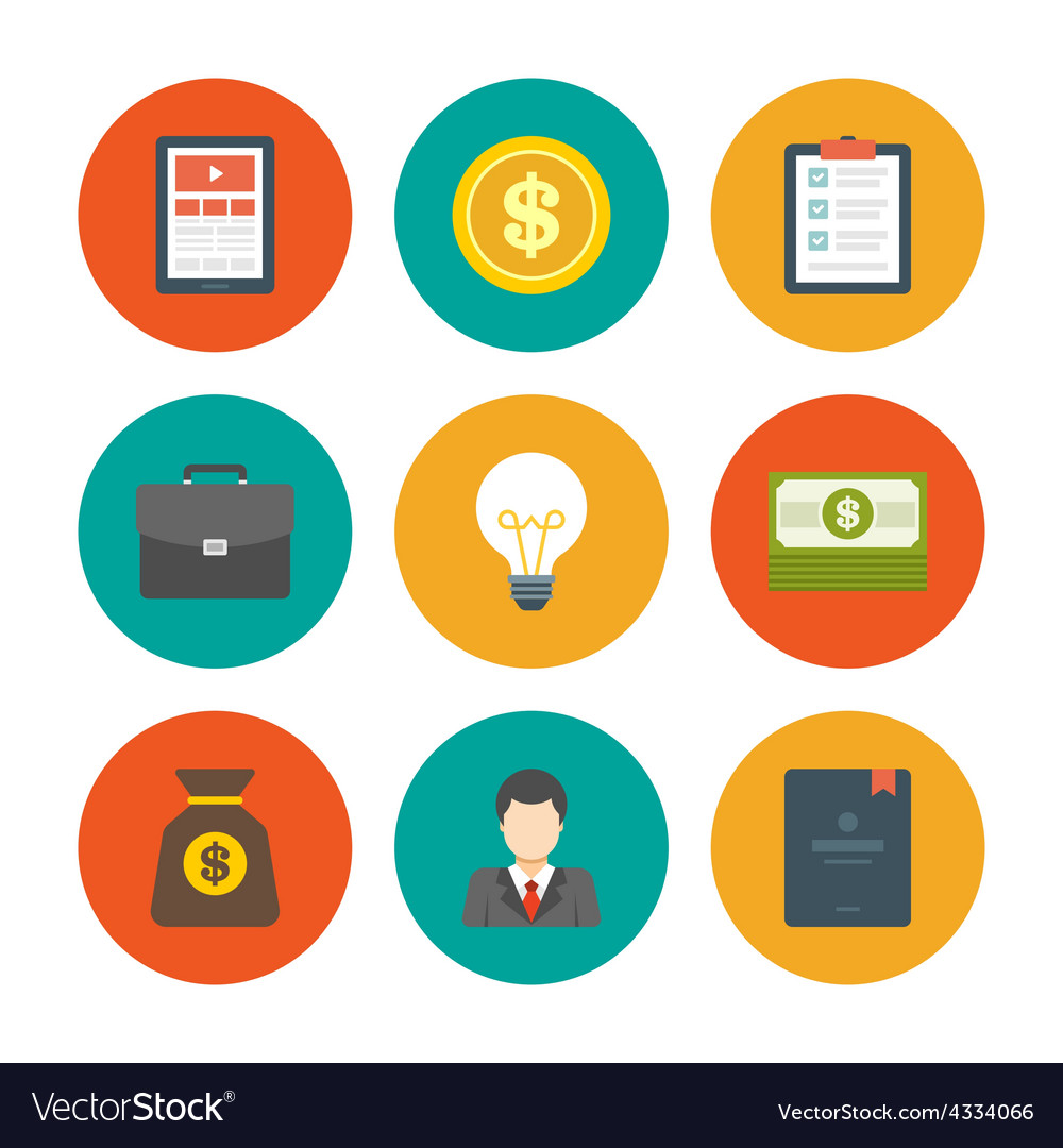 Flat Design Icons Symbols For Website Royalty Free Vector