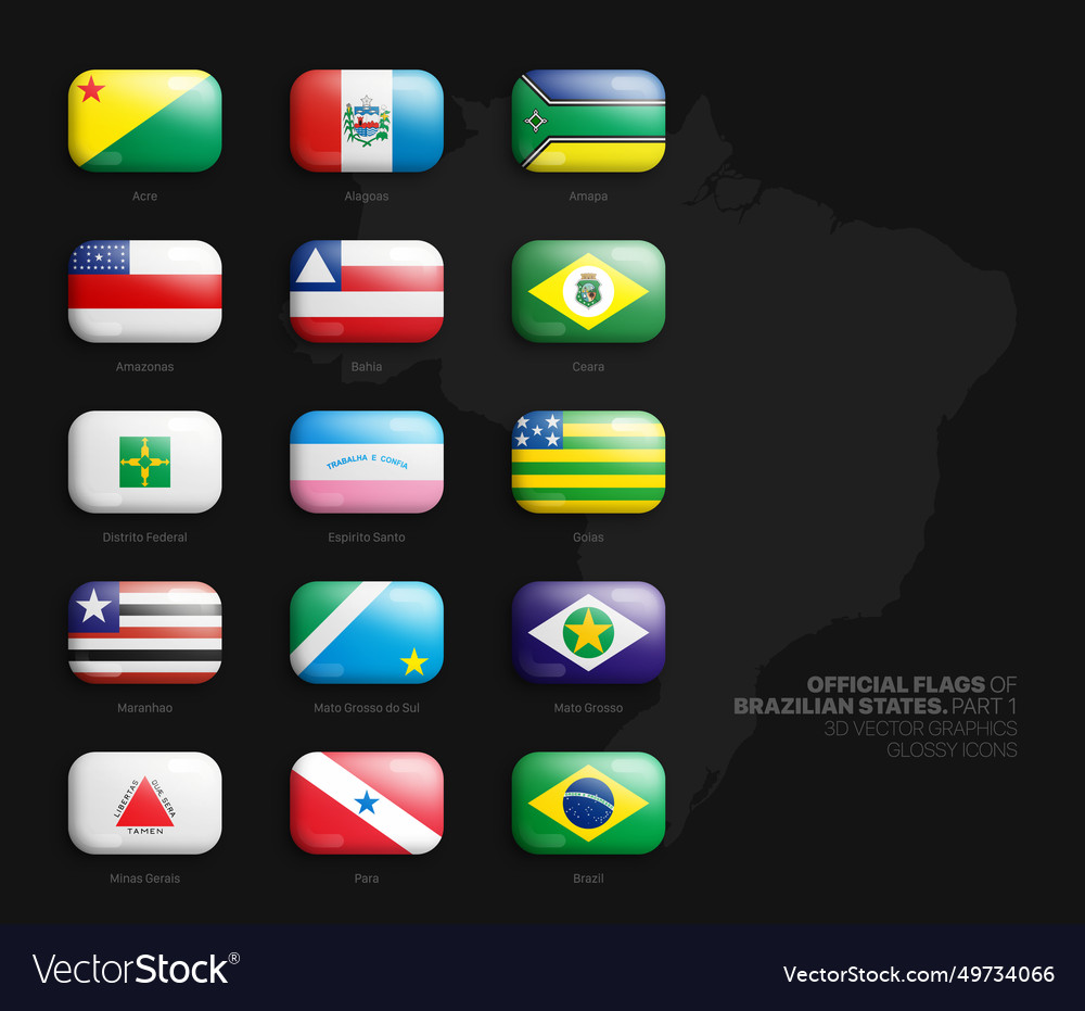 Official flags of brazilian states 3d rounded