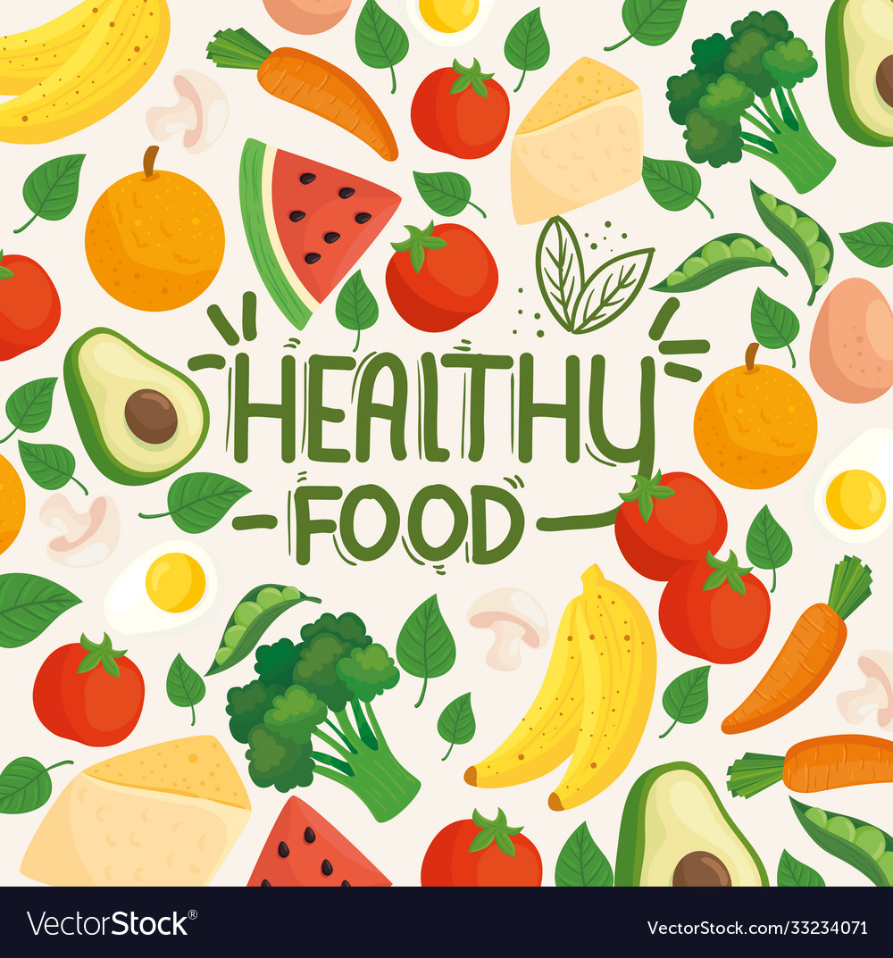 Banner healthy food on background fruits Vector Image